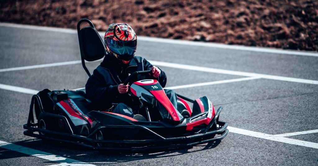 kid go-karting, one of the things to do in the Kawartha Lakes with kids