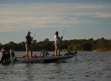 two fishermen on a kawartha fishing charter